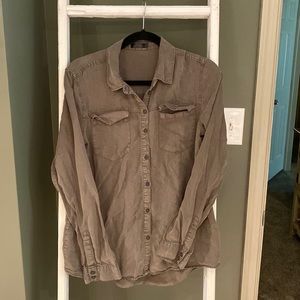 Green button down. Size large